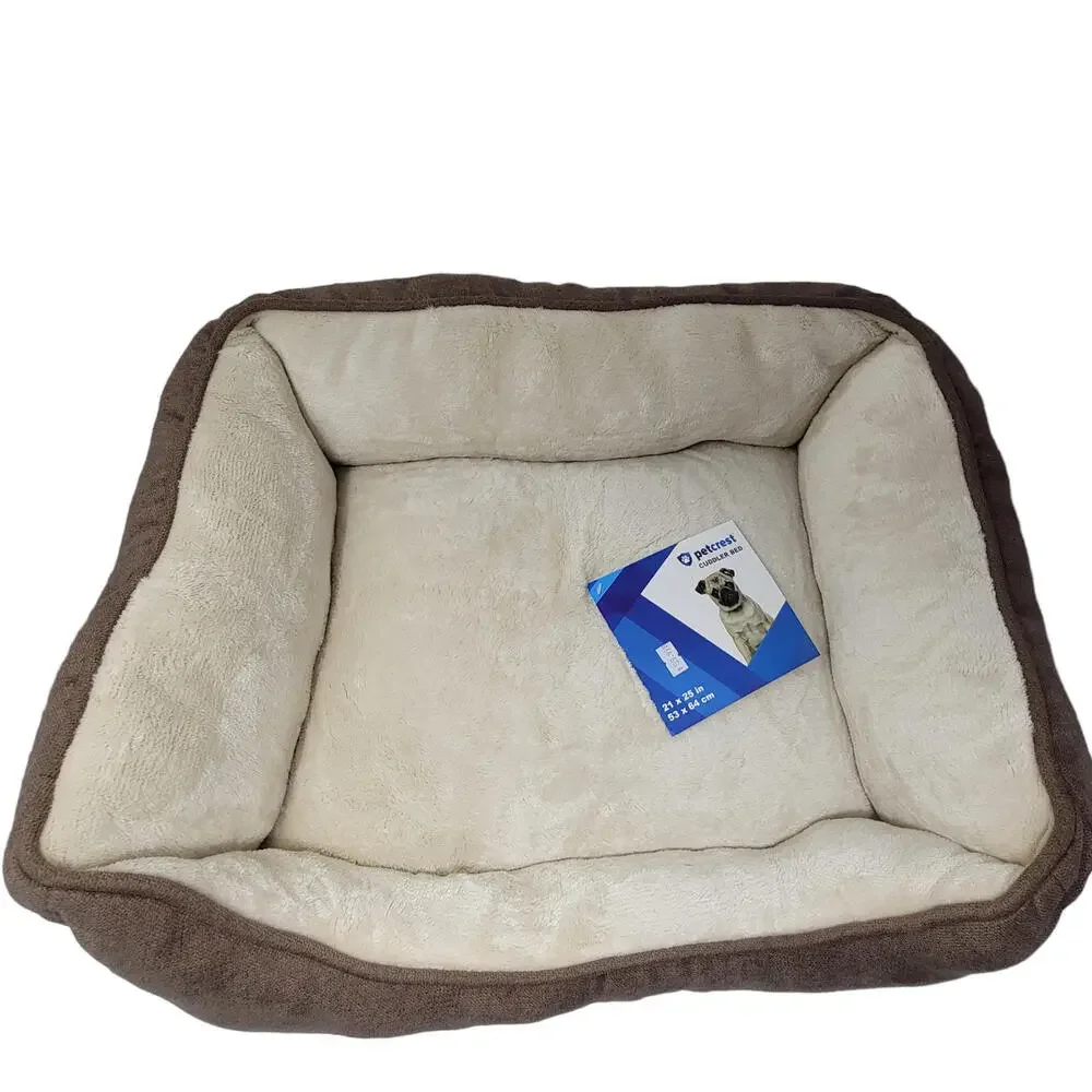 Petcrest Plush Cuddler Bed for Dogs & Cats Brown 25